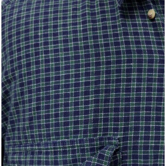 Roper XL Green Blue Check Long Sleeve Button Down Heavyweight Western Shirt - Picture 2 of 11